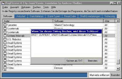 RegCleaner 4.3 - Registry Cleaner - free download