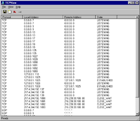 TCPView 3.05 - Portscanner